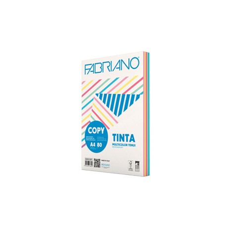 Carta Copy Tinta Multicolor - A4 - 80 gr - mix 5 colori tenui - Fabriano - conf. 250 fogli