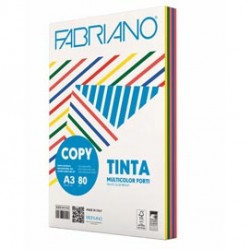 Carta Fabriano Colore - A3 - 80 gr - mix 5 colori forti - Fabriano - conf. 250 fogli