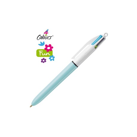 Penna a sfera scatto multifunzione 4 Colours Fun  - punta 1,0mm - rosa, verde chiaro, turchese, viola - Bic - conf. 12 p