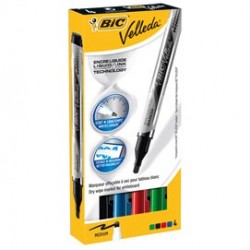 ASTUCCIO 4 MARCATORI P.TONDA Whiteboard VELLEDA® Liquid Ink Pocket BIC®