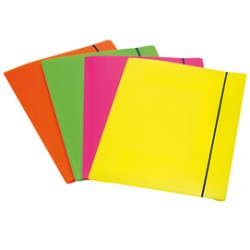 Cartellina 3 lembi Shocking File - con elastico - 25,5x35,5 cm - colori fluo assortiti - Fellowes