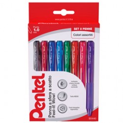 Penna a sfera a scatto Feel It Wow-  punta 1,0 mm - 8 colori - Pentel - astuccio 8 penne