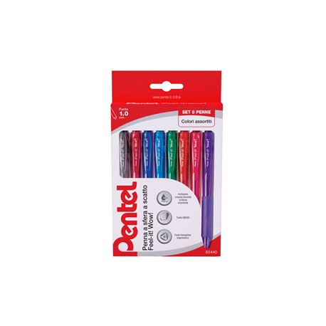 Penna a sfera a scatto Feel It Wow-  punta 1,0 mm - 8 colori - Pentel - astuccio 8 penne