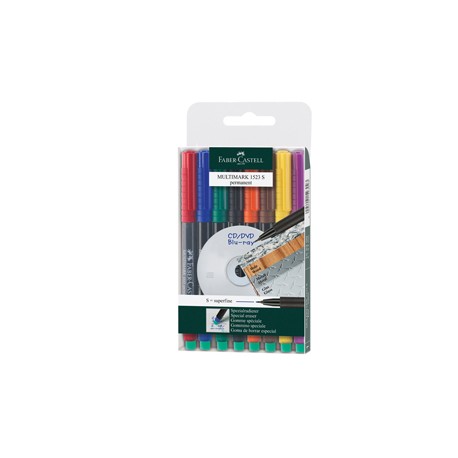 Pennarello Multimark universale permanente con gomma - punta superfine 0,4mm - astuccio 8 colori - Faber Castell