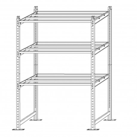 Scaffale Rang'Eco300 - modulo base - 3 ripiani - portata ripiano 300 kg - 100 x 60 x 200 cm - acciaio - grigio/blu - Pap