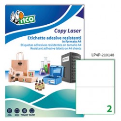 Poliestere adesivo LP4P bianco 70fg A4 210x148mm (2et/fg) laser Tico