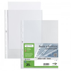 Buste forate Atla T - pesante - liscio - 15 x 21 cm - trasparente - Sei Rota - conf. 25 pezzi