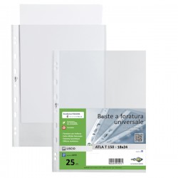 Buste forate Atla T - pesante - liscio - 18 x 24 cm - trasparente - Sei Rota - conf. 25 pezzi