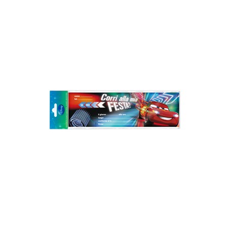 Blocchetto invito alla festa Cars 2 Disney - 24,8 x 7,5 cm - Rex Sadoch - conf. 10 inviti
