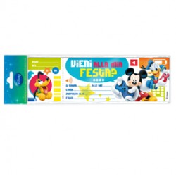 Blocchetto invito alla festa Mickey Disney - 24,8 x 7,5 cm - Rex Sadoch - conf. 10 inviti