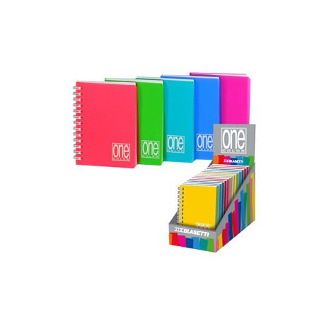 Miniquaderno One Color PP - A6 - 1 rigo - 80 fogli - 80 gr -  c/fori - spiralato - Blasetti - expo 14 pezzi