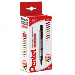 Marcatore permanente N50 - punta tonda - astuccio 8 colori assortiti - Pentel