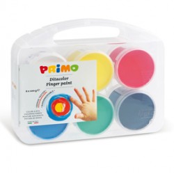 Ditacolor colori a dita - 100ml  - c/pennello - Primo - valigetta 6 colori