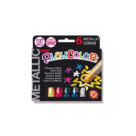 Tempera solida in stick Playcolor - 10gr - colori assortiti - Instant - astuccio 6 stick metal