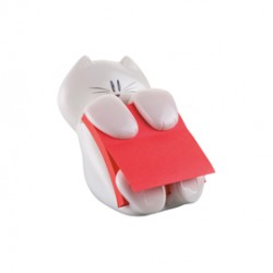 Dispenser gatto bianco + ricarica Post it® Super Sticky Z Notes rosso rubino - CAT-330 - 76 x 76 mm - 90 fogli - Post it