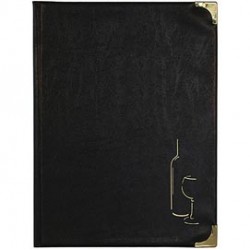 Carta dei vini Basic - A4 - 31,5 x 24 cm - PVC - nero - 4+2 buste fisse incluse - Securit