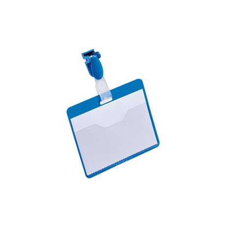 Portanome a tasca aperta - clip in plastica - 6 x 9 cm - blu - Durable - conf. 25 pezzi