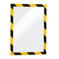 Cornice Duraframe Security - adesiva - pannello magnetico - A4  (21 x 29,7 cm) - giallo/nero - Durable