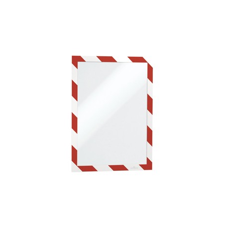 Cornice Duraframe Security - adesiva - pannello magnetico - A4  (21 x 29,7 cm) - rosso/bianco - Durable