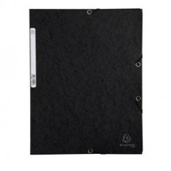 Cartella 3 lembi con elastico angolare - A4 - dorso 0,3 cm - cartoncino Lustrè - nero - Exacompta