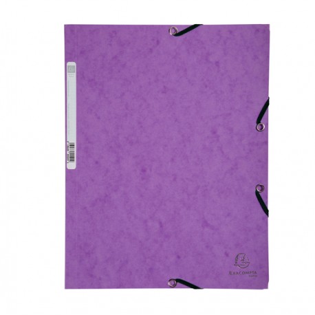 Cartella 3 lembi con elastico angolare - A4 - dorso 0,3 cm - cartoncino Lustrè - viola - Exacompta