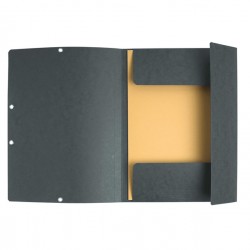 Cartella 3 lembi con elastico angolare - A4 - dorso 0,3 cm - cartoncino Lustrè - grigio - Exacompta