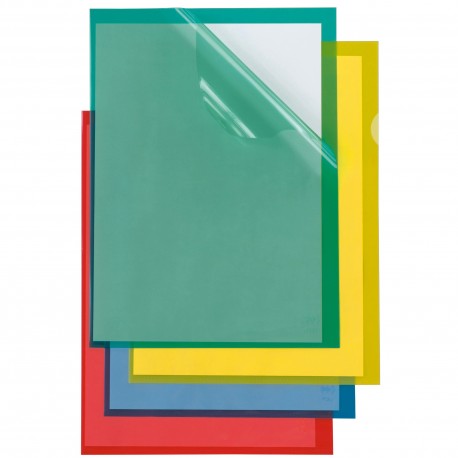Cartellina a L - Poli 150 Color - PP - 21 x 29,7 cm - trasparente rosso - buccia - Sei Rota - conf. 25 pezzi