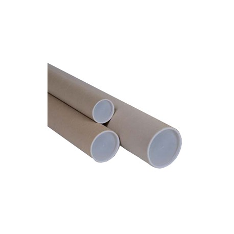 Tubo - con doppio tappo trasparente - diametro 6 cm - H 70 cm - cartone - avana - Polyedra