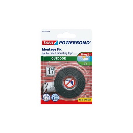 Nastro biadesivo Powerbond - per esterni - 1,9 cm x 1,5 m - bianco - Tesa