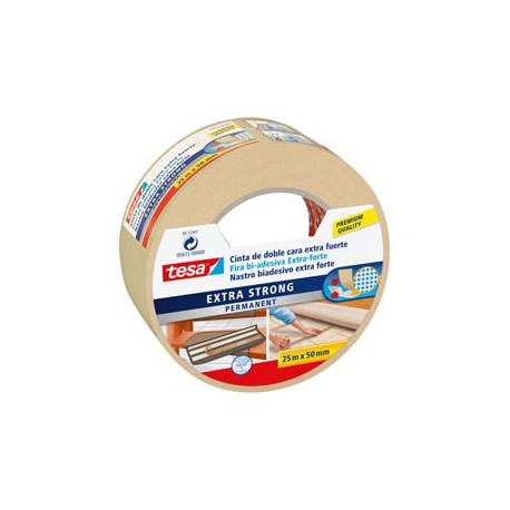 Nastro biadesivo Extra Forte - 50 mm x 25 m - PP - bianco - Tesa