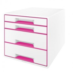 Cassettiera Cube - 28,7 x 27 x 36,3 cm - 4 cassetti - bianco/rosa - Leitz