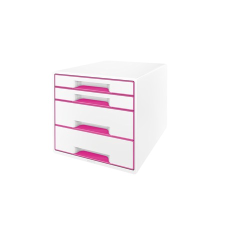 Cassettiera Cube - 28,7 x 27 x 36,3 cm - 4 cassetti - bianco/rosa - Leitz