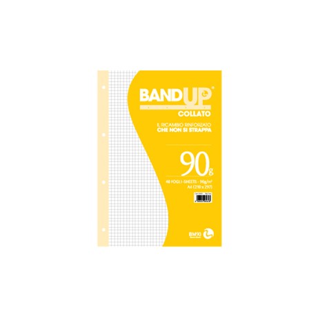 Blocco collato BandUp - fori rinforzati - A4 - quadretto 5mm - 40 fogli - 90gr - BM