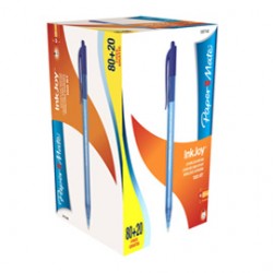 Penna a sfera a scatto Inkjoy 100 RT  - punta 1,0mm - blu - Papermate - conf. 80+20 pezzi