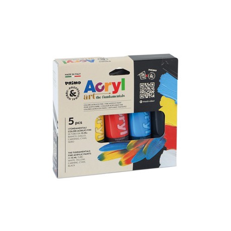 Colori Acryl - 75ml - colori assortiti - Primo - astuccio 5 colori