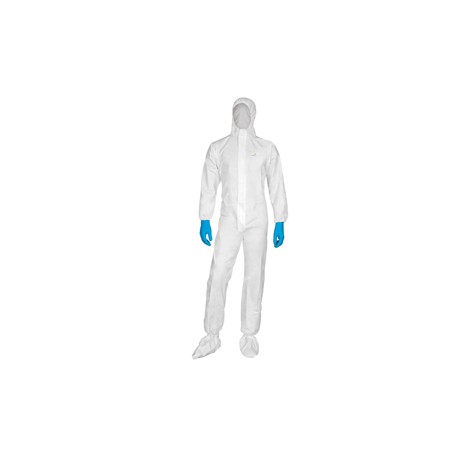 Tuta di protezione da rischio chimico DT115 - monouso - taglia L - PP/PE - bianco - Deltaplus