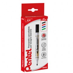 Marcatore per lavagne cancellabili MW85 - astuccio 4 colori assortiti - linea Amiko - Pentel