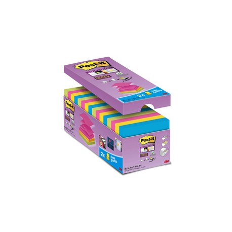 Blocchetto Post it  Super Sticky Z Notes - R-330-SS-VP16 - per dispenser - 76 x 76 mm - 90 fogli - Post it  - conf. 16 b