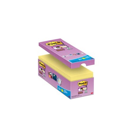 Blocco foglietti Post-it Super Sticky - 654-SSCY-VP16-EU - 76 x 76 mm - giallo Canary - 90 fogli - Post-it - conf. 16 bl