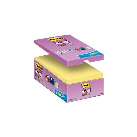 Blocco foglietti Post-it Super Sticky - 655-SSCY-VP16-EU - 76 x 127 mm - giallo Canary - 90 fogli - Post-it - conf. 16 b