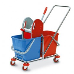 Carrello per pulizie Tucson - 50 L - 63 x 35 x 90 cm - rosso/blu - In Factory