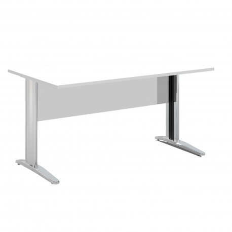 Scrivania lineare Easy - 160 x 80 x 72 cm - Bianco/grigio cromato