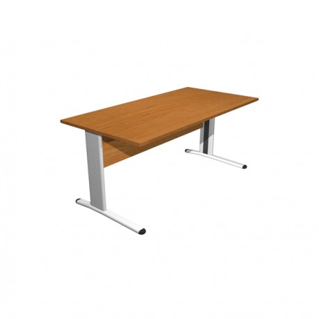 Scrivania Easy fianchi verniciati effetto cromato - lineare - 160 x 80 x 72 cm - noce chiaro