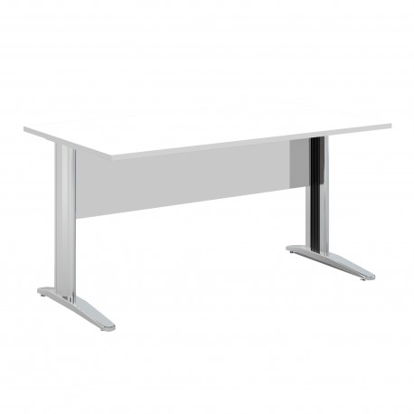 Scrivania lineare Easy - 140 x 80 x 72 cm - Bianco/grigio cromato