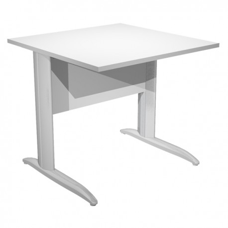 Scrivania lineare Easy - 80 x 80 x 72 cm - Bianco/grigio cromato