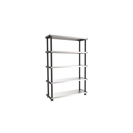 Scaffale - 5 ripiani - 119 x 45 x 185 cm - PPL /metallo - grigio/nero - Terry