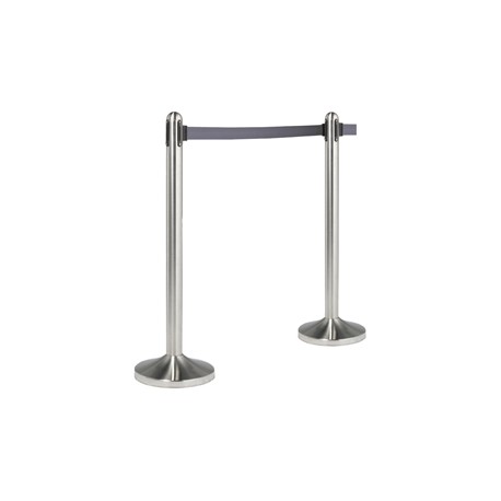 Colonnina segnapercorso cromata - altezza 100 cm - nastro retrattile grigio da 210 cm - Securit