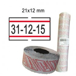 Rotolo da 1000 etichette per Printex Smart - 21x12 mm - adesivo permanente - bianco con righe rosse - Printex - Pack 10 