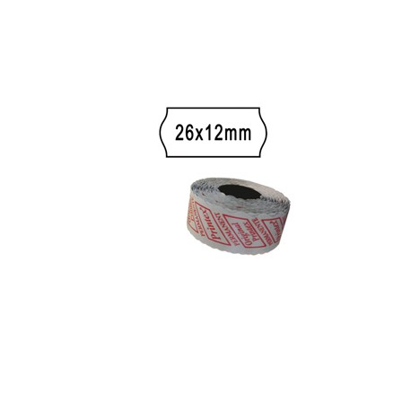 Rotolo da 1000 etichette a onda per Printex Smart 8/2612 - 26x12 mm - adesivo permanente - bianco - Printex - pack 10 ro