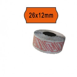 Rotolo da 1000 etichette a onda per Printex Smart 8/2612 - 26x12 mm - adesivo permanente - arancio - Printex - pack 10 r